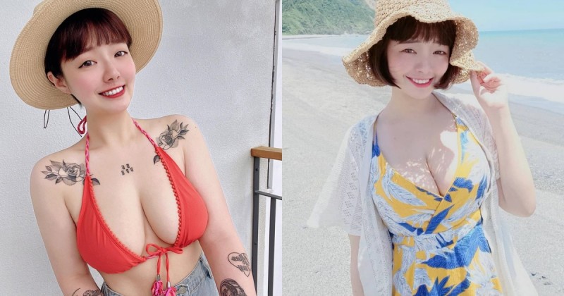 短髮正妹挺「ＵＵ奶」辣穿比基尼！白嫩豐滿的「大份量豪乳」有夠兇！