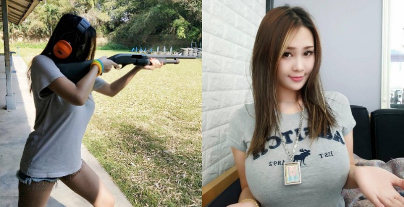 就射擊位置！台灣奶妹挺「超巨乳」舉槍瞄準太兇　網友誓言彈無虛發拚了！