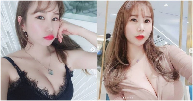 【博狗扑克】正妹享用美食前先「大膽自拍」，豪放放送「爆乳深溝福利」！