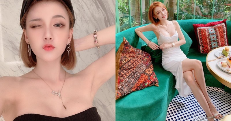 【博狗扑克】又被辣到！身材纖細的小臉美女「林酸酸」，細肩帶爆乳洋裝女人味十足！