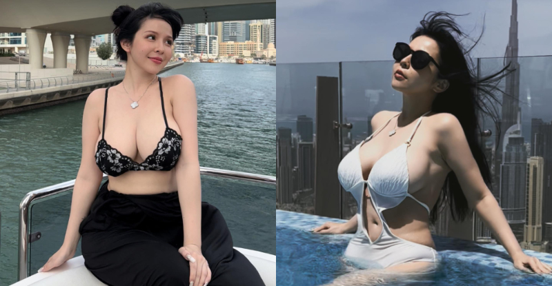 【博狗扑克】杜拜驚見猛乳妹「香菱Mandy」，遊艇只穿內衣大顯「巨大浮標」