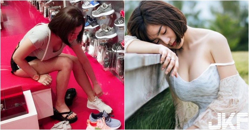 【博狗扑克】運動球鞋店驚見「爆奶試鞋妹」！低胸上衣美乳爆出！當麻豆時「巨乳兇猛」啊！