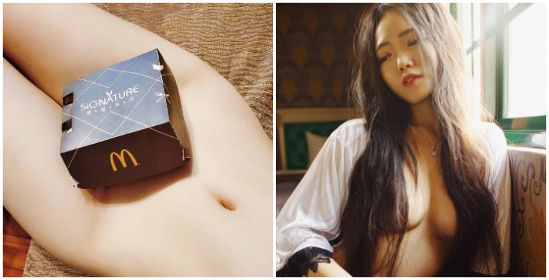 【博狗扑克】最狂野的業配！「爆乳正妹」直接下空用身體廣告，火辣畫面真的很刺激食慾！