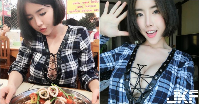 【博狗扑克】吃麻辣鍋驚見「短髮巨奶妹」！超狂暴綁帶「爆乳洋裝」中路開開！渾圓飽滿好下飯啊！