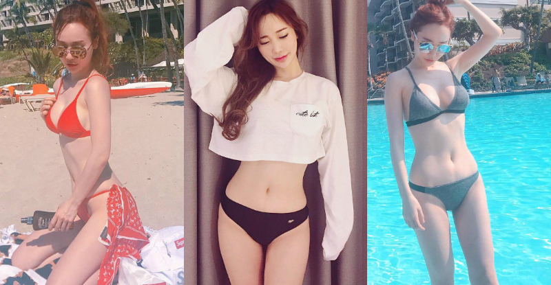 【博狗扑克】妹子三點式比基尼大露「可愛圓乳」！又白又嫩兩粒肉包子，眼睛大吃冰淇淋！