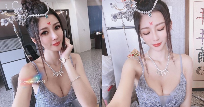 【博狗扑克】最美禮生「糖糖」顏值高、曲線辣，平口裝「白嫩美乳」太養眼！