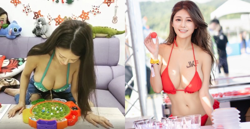 【博狗扑克】願者上鉤！甜心女孩「安希」用巨乳釣魚　向前一傾深溝乍現