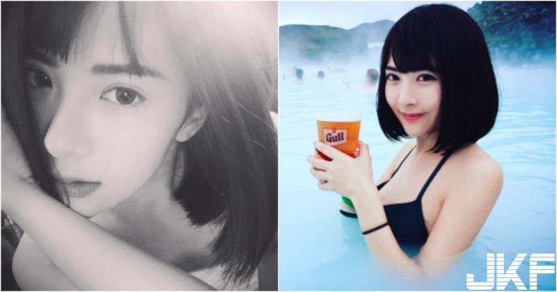 【博狗扑克】楊冪4ni？「短髮空靈正妹」冰島秀比基尼！「白皙美乳」透出湖面好誘人啊…！
