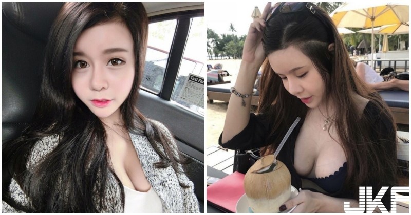 【博狗扑克】好想喝椰奶！正妹「低胸爆乳裝」辣翻，巨乳都要比椰子還大了！