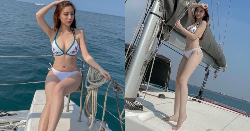 【博狗扑克】超白皙比基尼美乳正妹！「女神級長腿」雪白筆直好犯規，馬甲線也好狂啊！