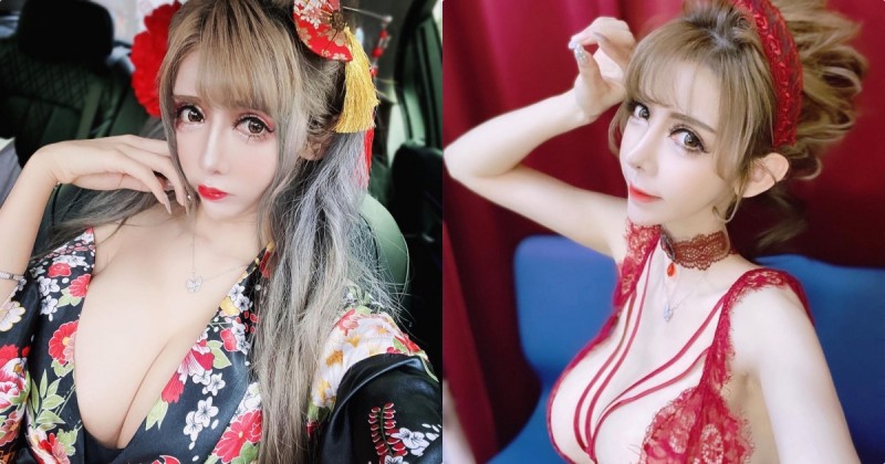 【博狗扑克】G奶正妹「Luby露比」花魁造型超深V，「豐滿的大車頭燈」讓人看暈！