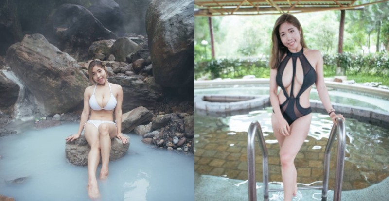 【博狗扑克】野溪溫泉遇見「爆乳妹子」　一手無法掌握的大小連比基尼都快遮不住
