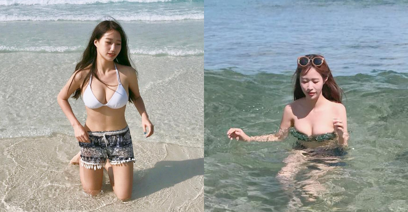 【博狗扑克】正妹鄰家女孩「飽滿比基尼」好低垂，「兇猛奶浪」快打上岸了！