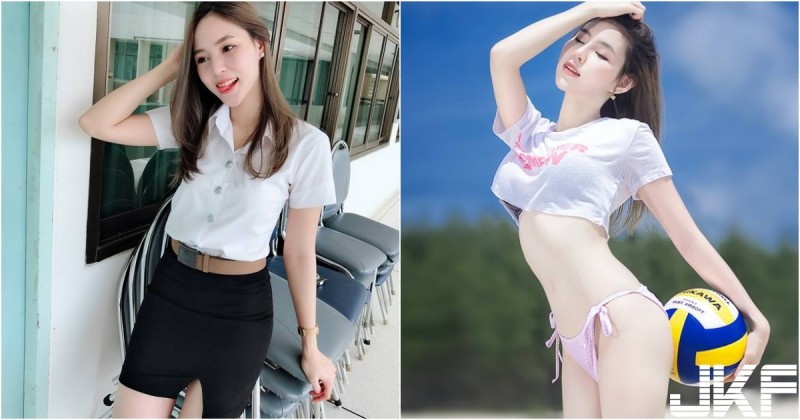 【博狗扑克】超甜美！「白嫩學生妹」下課沙灘打排球！美好身形「比基尼小褲」都擋不住！