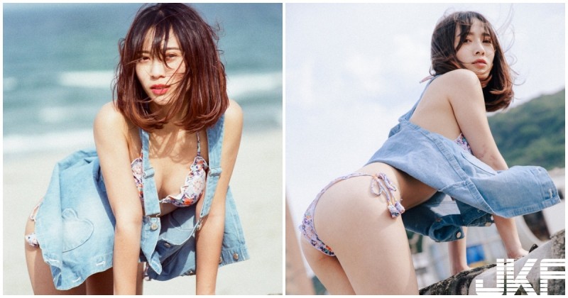 【博狗扑克】美尻外露！辣妹海邊解放「性感胴體」，極致「翹臀視角」超大膽！